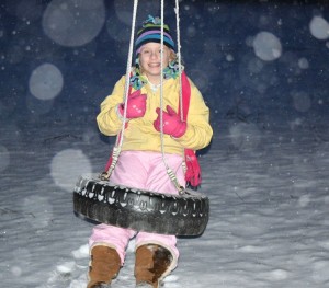 Lindsay Craven, granddaughter of staffer Cathie Meetre, likes snow a lot - Photo by Jenny Meetre