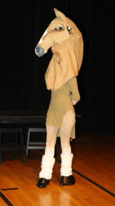 Sophie Bernheisel plays Boiardo the horse.  Photo by Jon Gardner