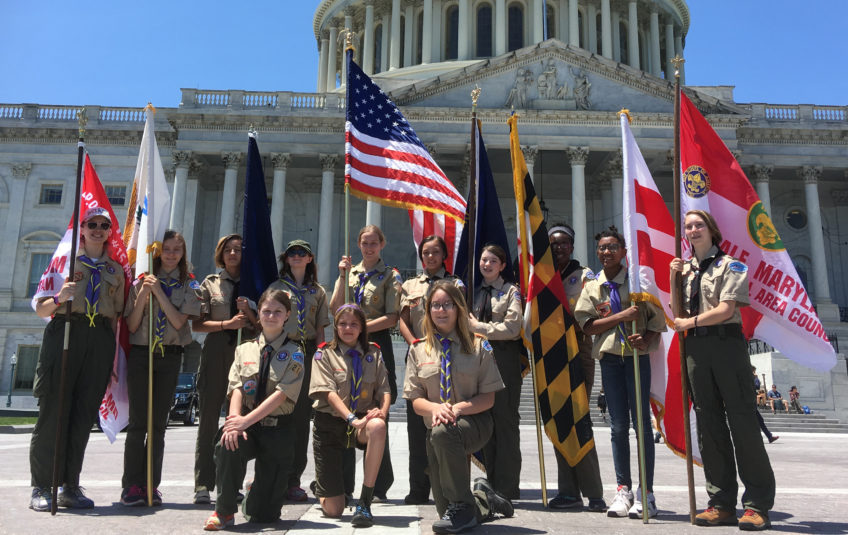 Capitol Flag Carried by Scouts Celebrates Women’s Suffrage