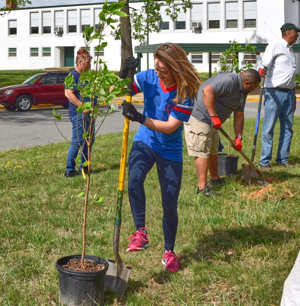 Volunteers Plant 50 Trees, Bushes At French School for Earth Day