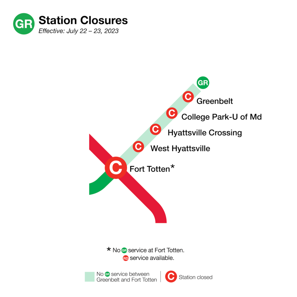 July 22-23 Green line closures