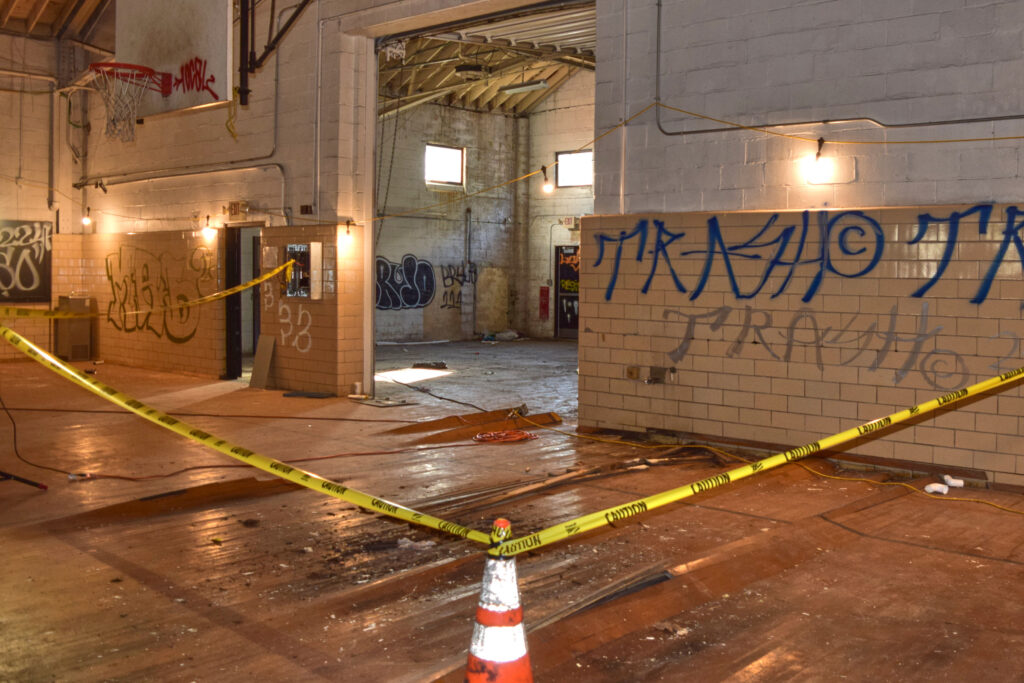 Buckled floor in Armory