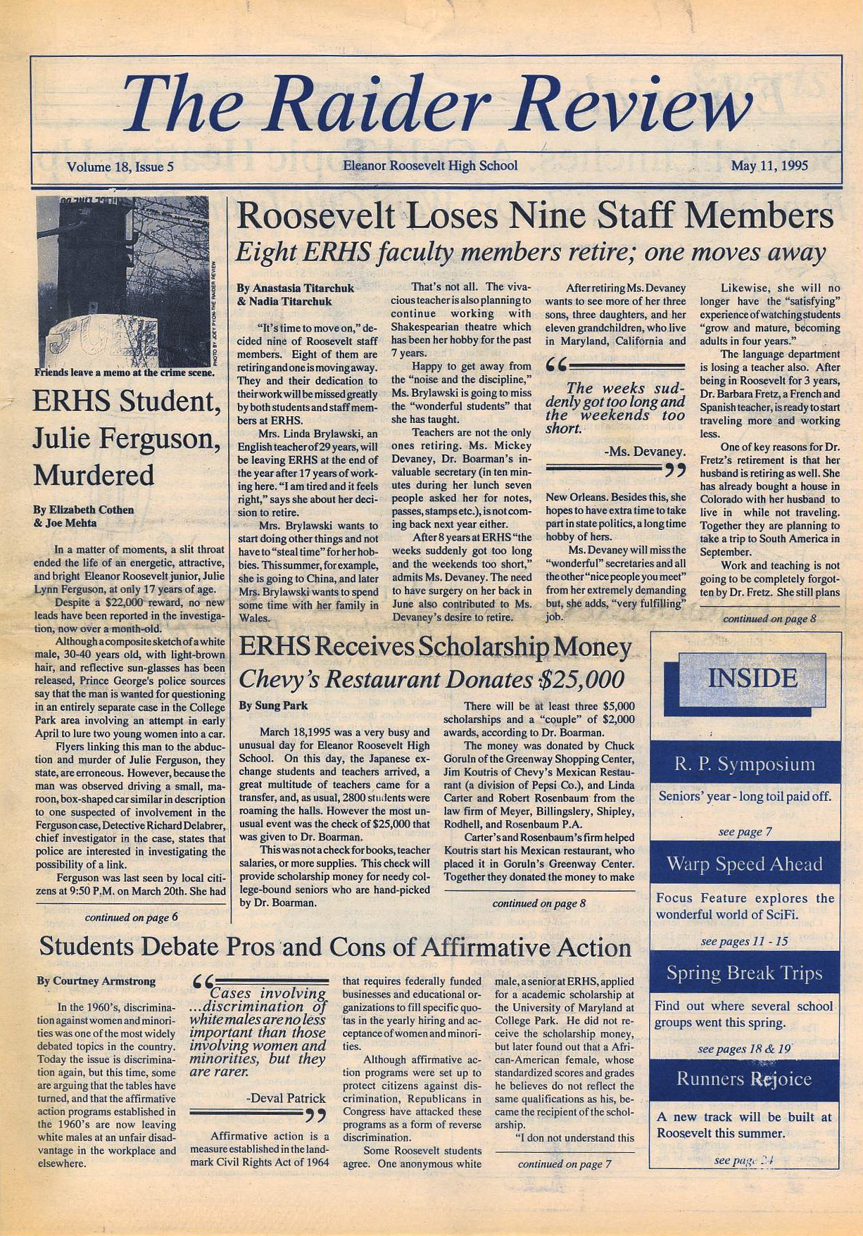 Raider Review, 1995 front page